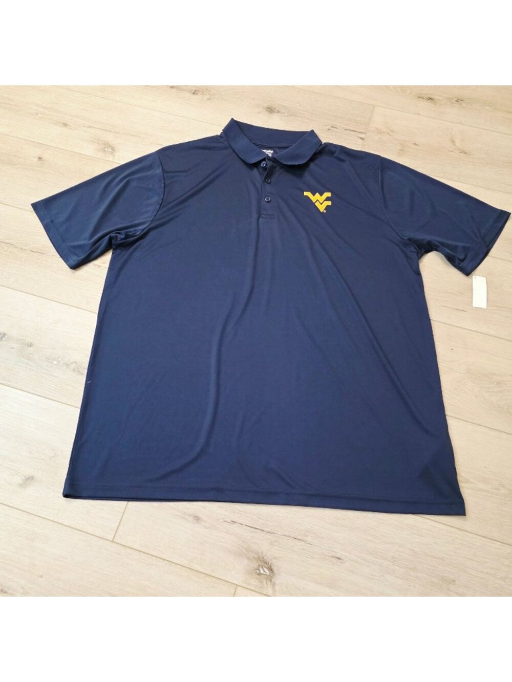 Navy Blue West Virginia Mountaineers Polo Shirt Embroidered gold WV Logo Sz 2XL